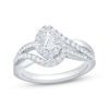 Thumbnail Image 1 of Now + Forever Pear-Shaped Diamond Halo Bypass Engagement Ring 5/8 ct tw 14K White Gold