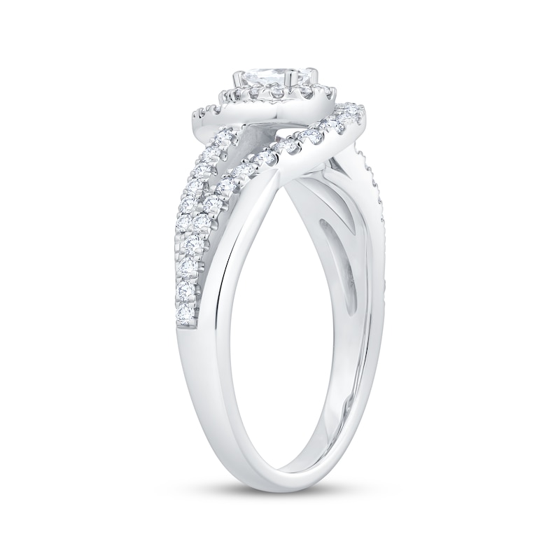 Main Image 2 of Now + Forever Pear-Shaped Diamond Halo Bypass Engagement Ring 5/8 ct tw 14K White Gold