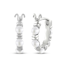 Cultured Pearl Hoop Earrings Sterling Silver