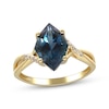 Thumbnail Image 1 of Marquise-Cut London Blue Topaz & Diamond Ring 1/20 ct tw 10K Yellow Gold