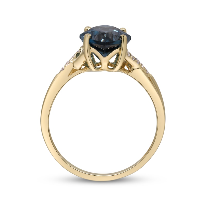 Main Image 2 of Marquise-Cut London Blue Topaz & Diamond Ring 1/20 ct tw 10K Yellow Gold