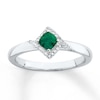 Thumbnail Image 1 of Lab-Created Emerald Ring 1/10 ct tw Diamonds Sterling Silver