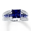 Thumbnail Image 1 of Lab-Created Sapphire Ring 1/8 ct tw Diamonds 10K White Gold