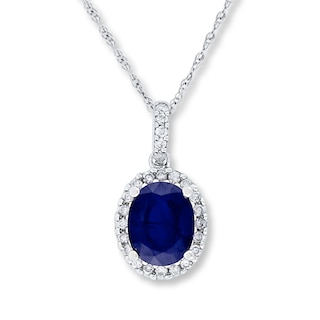 Sapphire Necklace 1/4 ct tw Diamonds 14K White Gold | Kay