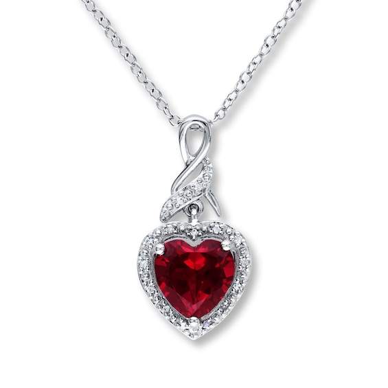 Lab-Created Ruby Necklace 1/20 ct tw Diamonds Sterling Silver | Kay