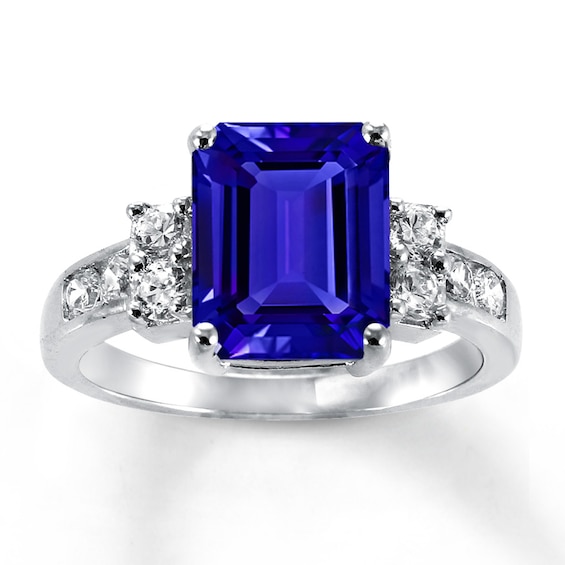 Lab-Created Sapphires Blue & White Ring Sterling Silver | Kay