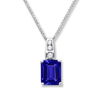 Lab-Created Sapphires Blue & White Necklace Sterling Silver | Kay