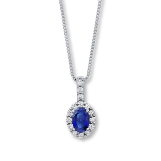 Lab-Created Sapphires Blue & White Sterling Silver Necklace | Kay