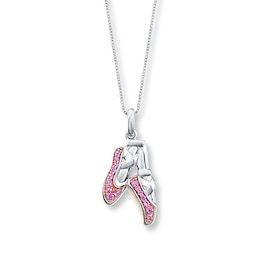 Ballet Slipper Necklace Lab-created Sapphires Sterling Silver