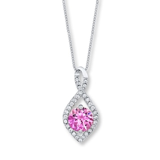 Lab-Created Sapphires Pink & White Sterling Silver Necklace | Kay