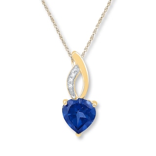 Heart-Shaped Lab-Created Sapphire Necklace 10K Yellow Gold | Kay