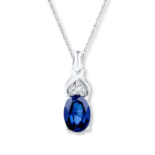 Lab-Created Sapphire Diamond Accent 10K White Gold Necklace | Kay