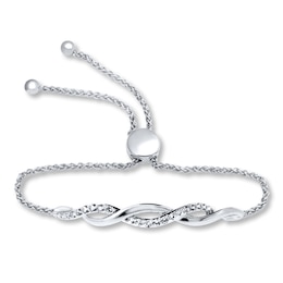 Bolo Bracelet Lab-Created White Sapphires Sterling Silver