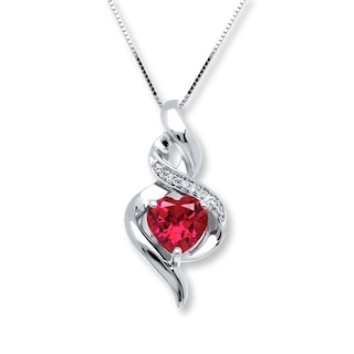 Macy's Lab-Created Ruby (4 ct. t.w.) and White Sapphire (1 ct. t.w.) Heart Pendant  Necklace in Sterling Silver - Macy's