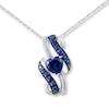 Thumbnail Image 1 of Lab-Created Sapphire Necklace Diamond Accents Sterling Silver