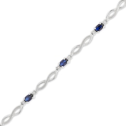 Lab-Created Sapphire Bracelet with Diamonds Sterling Silver