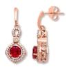 Thumbnail Image 1 of Lab-Created Ruby & Sapphire Earrings 10K Rose Gold