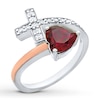 Thumbnail Image 3 of Heart Cross Ring Lab-Created Ruby Sterling Silver/10K Rose Gold