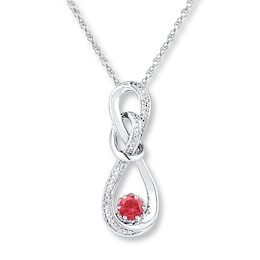 Lab-Created Ruby Necklace Diamond Accents Sterling Silver