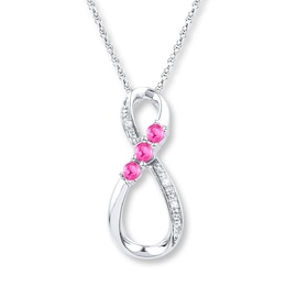 Infinity Necklace Lab-Created Pink Sapphires Sterling Silver