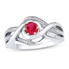 Thumbnail Image 1 of Lab-Created Ruby Ring Diamond Accents Sterling Silver