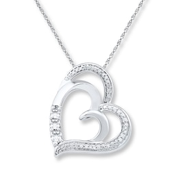 Heart Necklace Lab-Created White Sapphires Sterling Silver