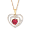 Thumbnail Image 1 of Lab-Created Ruby Heart Necklace 10K Yellow Gold