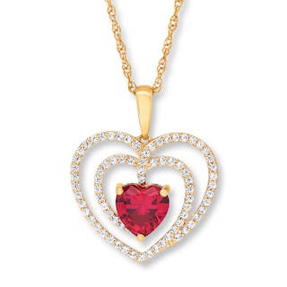 Godiva x Le Vian Enamel Heart Necklace 1/3 ct tw Diamonds 14K
