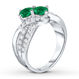 Lab-Created Emerald Ring Lab-Created Sapphires Sterling Silver | Kay