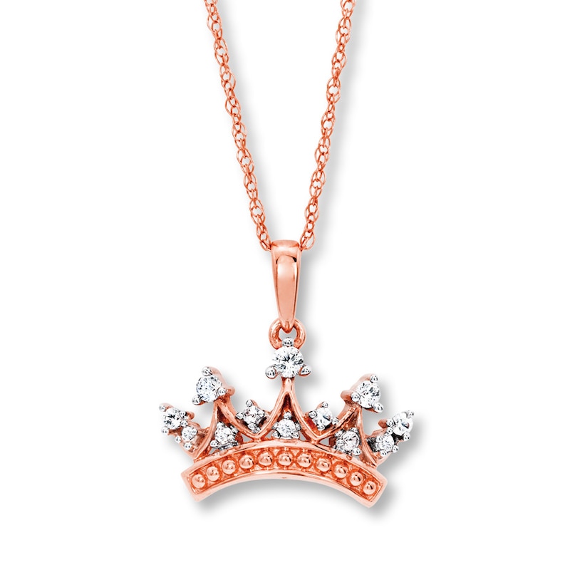 Crown Necklace Lab Created White Sapphires 10k Rose Gold Kay