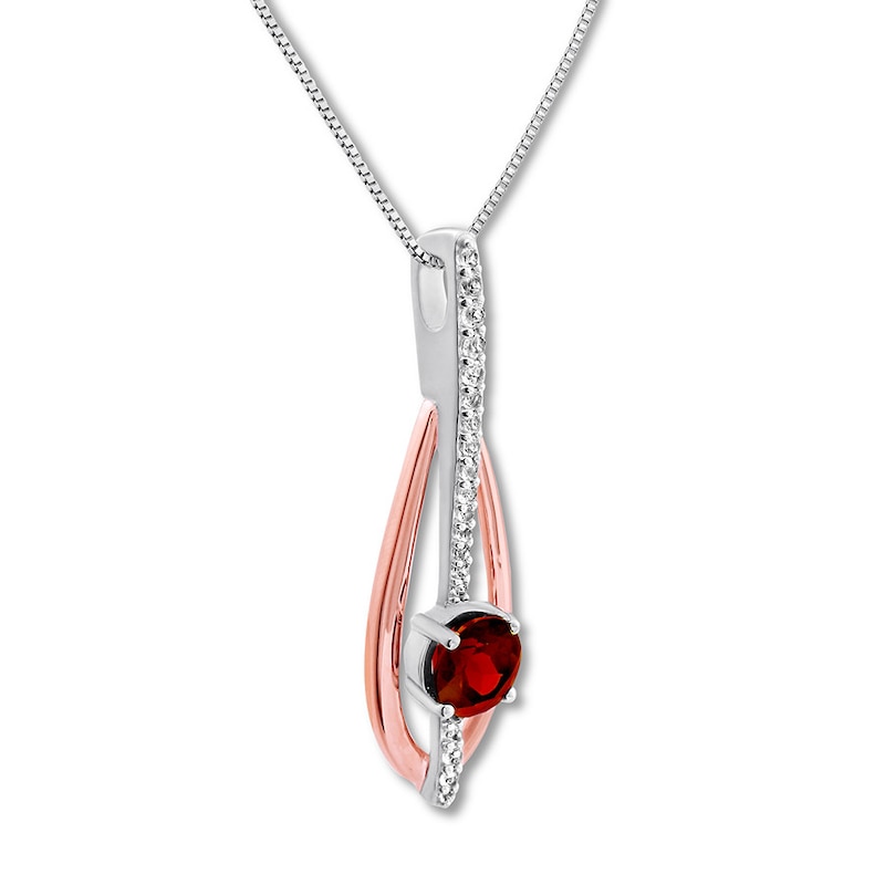 Main Image 2 of Lab-Created Ruby Necklace Sterling Silver/10K Rose Gold