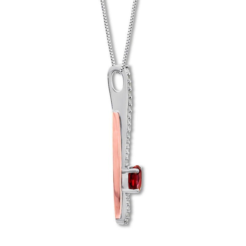 Main Image 3 of Lab-Created Ruby Necklace Sterling Silver/10K Rose Gold