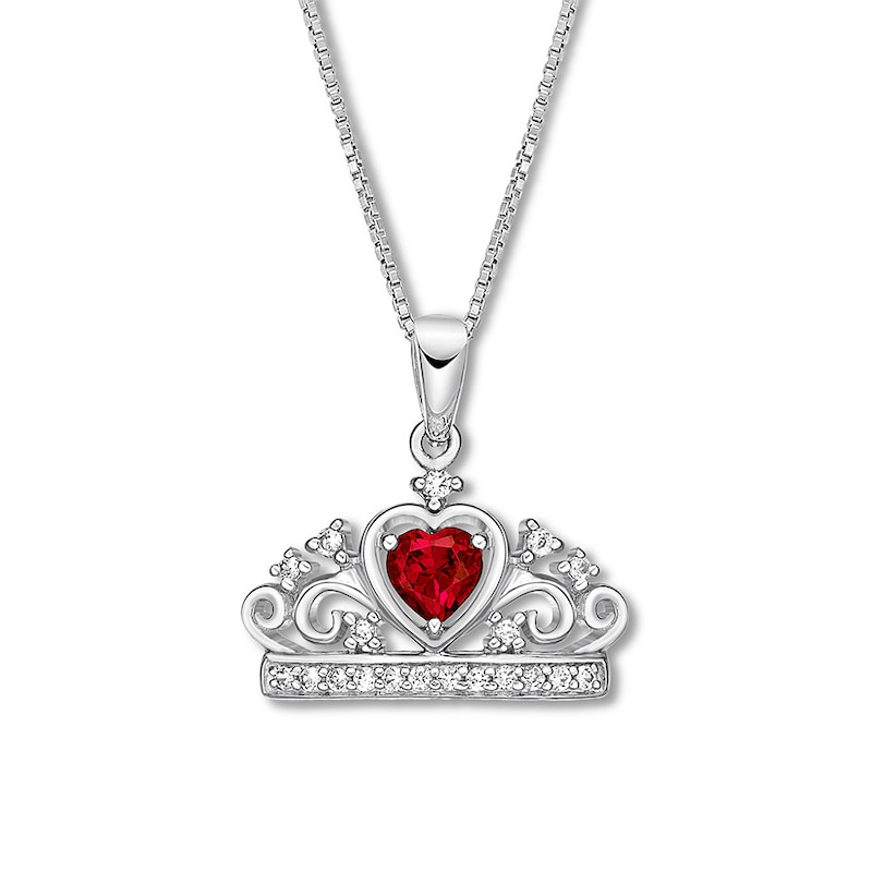 Main Image 1 of Lab-Created Ruby Crown Necklace Sterling Silver