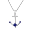 Thumbnail Image 1 of Diamond Anchor Necklace Lab-Created Sapphires Sterling Silver