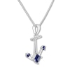 Thumbnail Image 2 of Diamond Anchor Necklace Lab-Created Sapphires Sterling Silver