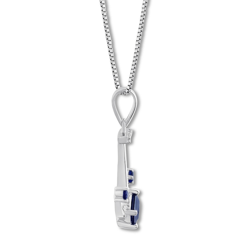 Main Image 3 of Diamond Anchor Necklace Lab-Created Sapphires Sterling Silver