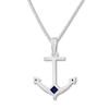 Thumbnail Image 4 of Diamond Anchor Necklace Lab-Created Sapphires Sterling Silver