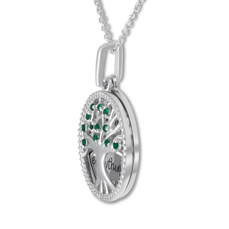 Family Tree Necklace Lab-Created Emeralds Sterling Silver