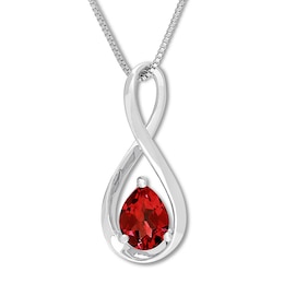Lab-Created Ruby Necklace Sterling Silver