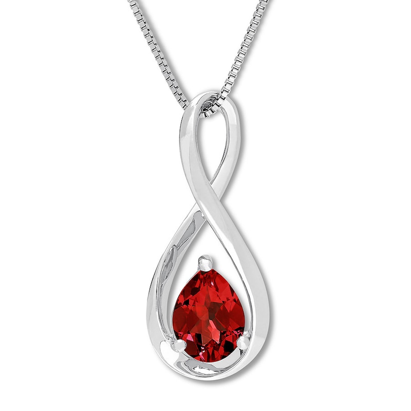 Main Image 1 of Lab-Created Ruby Necklace Sterling Silver