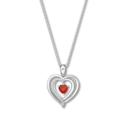 Convertible Heart Necklace Lab-Created Ruby Sterling Silver