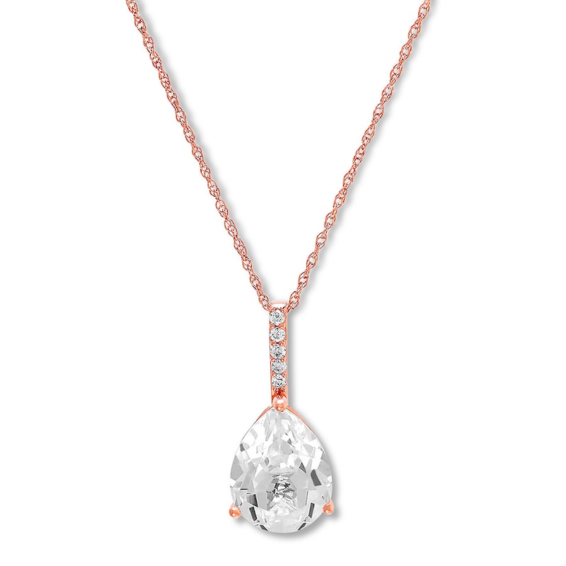 Main Image 1 of Lab-Created White Sapphire Necklace 10K Rose Gold