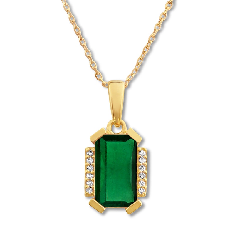 Lab-Created Emerald Necklace with Diamonds 10K Yellow Gold | Kay