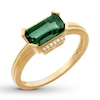 Thumbnail Image 3 of Lab-Created Emerald Ring with Diamonds 10K Yellow Gold