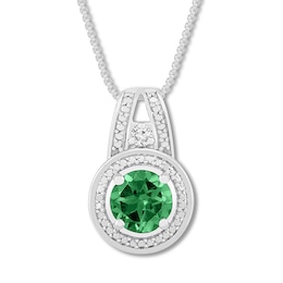 Lab-Created Emerald Necklace Sterling Silver