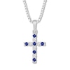 Thumbnail Image 1 of Blue/White Lab-Created Sapphire Cross Necklace Sterling Silver