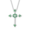 Thumbnail Image 0 of Lab-Created Emerald Cross Necklace Sterling Silver