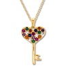 Thumbnail Image 1 of Lab-Created Gemstone Rainbow Key Necklace 10K Yellow Gold