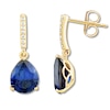 Thumbnail Image 2 of Lab-Created Sapphire & Diamond Earrings 10K Yellow Gold