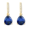 Thumbnail Image 3 of Lab-Created Sapphire & Diamond Earrings 10K Yellow Gold